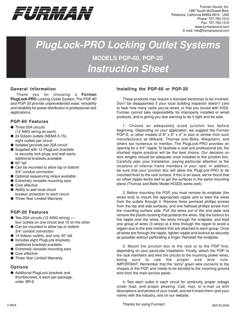 Furman PGP-20 instruction sheet