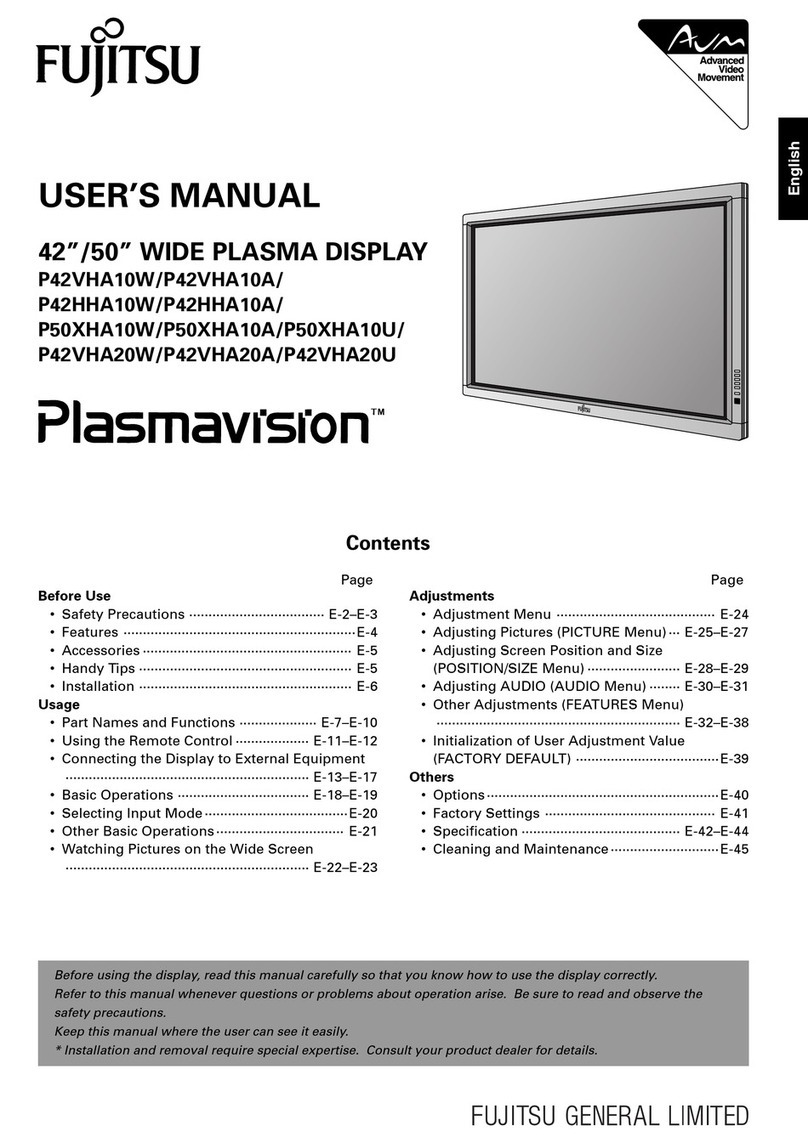Fujitsu Plasmavision P42VHA10W User manual