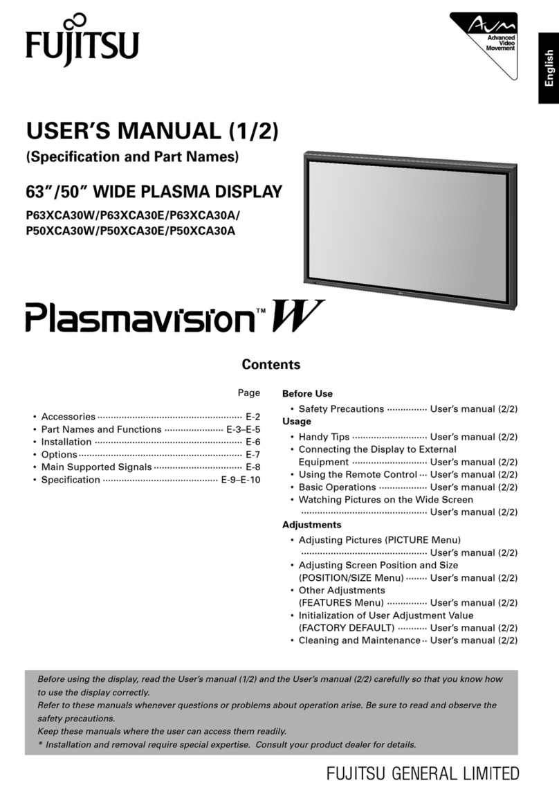 Fujitsu Plasmavision P50XCA30WH User manual