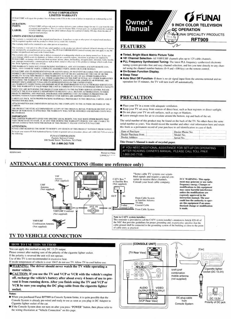 FUNAI RFT909 owner's manual