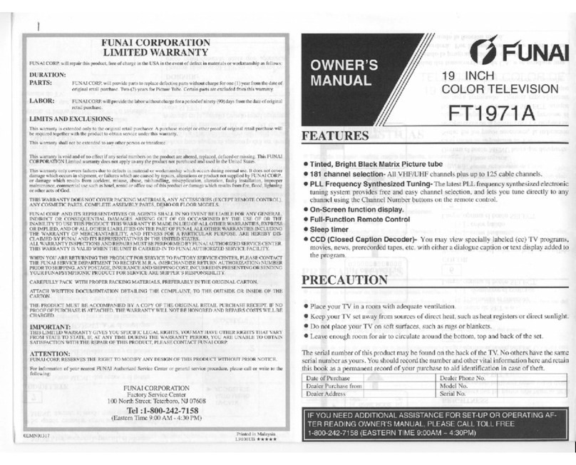 FUNAI FT1971A owner's manual