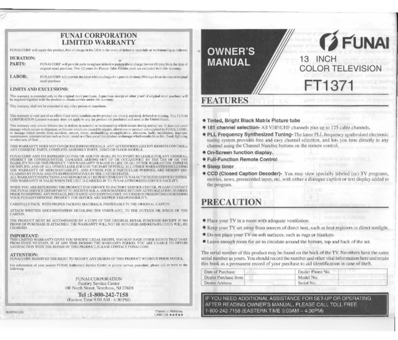 FUNAI FT1371 owner's manual