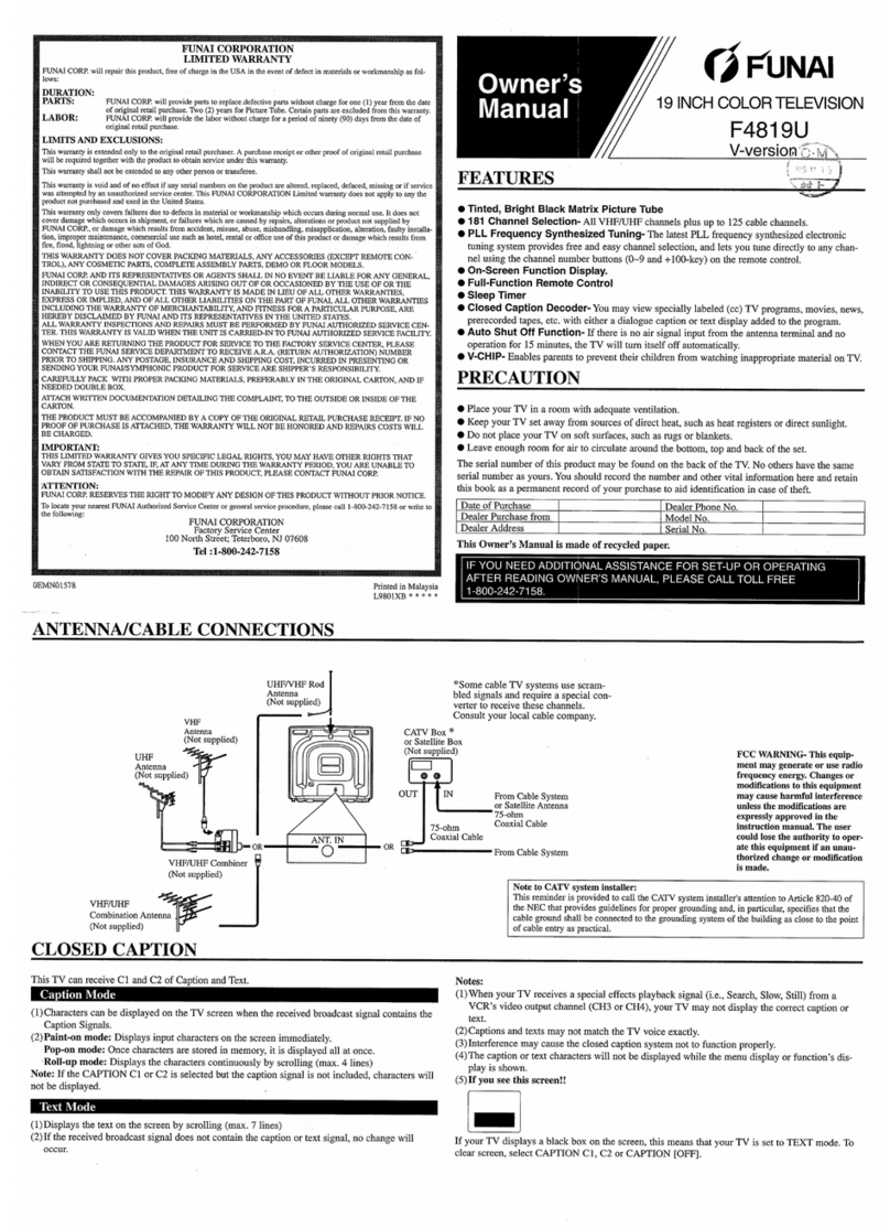 FUNAI F4819UV User manual FUNAI F4819UV User manual