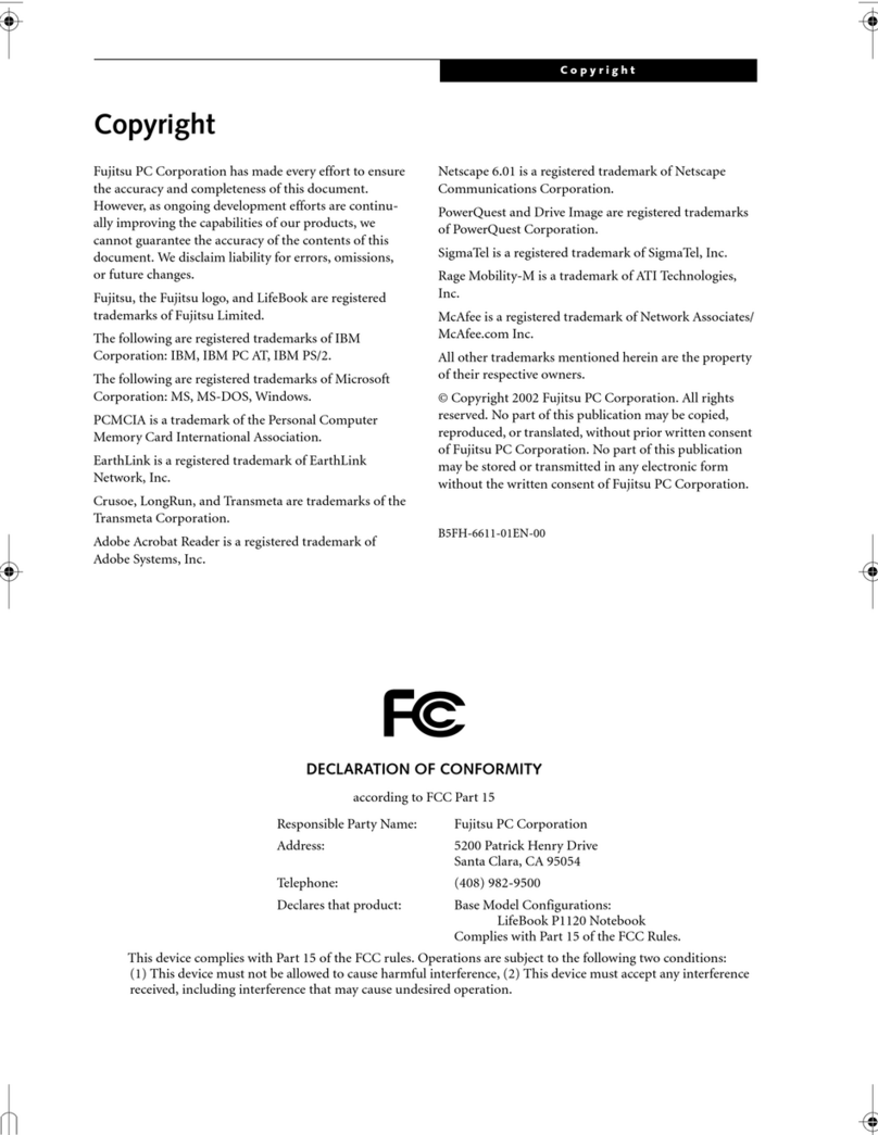 Fujitsu LifeBook P1120 User manual