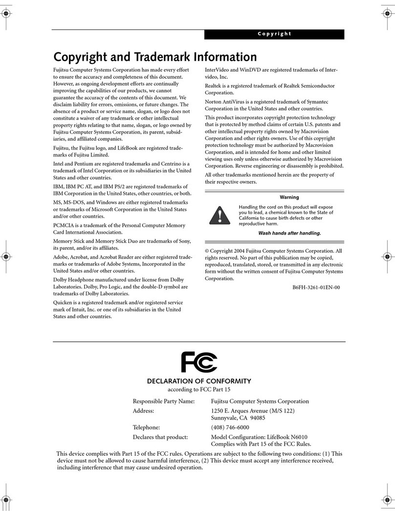 Fujitsu N6010 - LifeBook - Mobile Pentium 4 3.2 GHz User manual