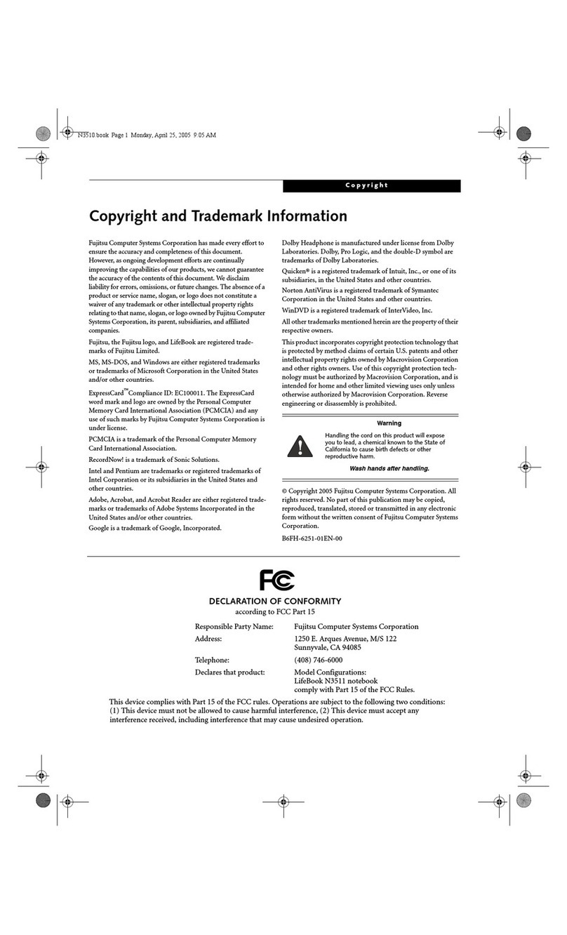 Fujitsu Lifebook N3511 User manual Fujitsu Lifebook N3511 User manual