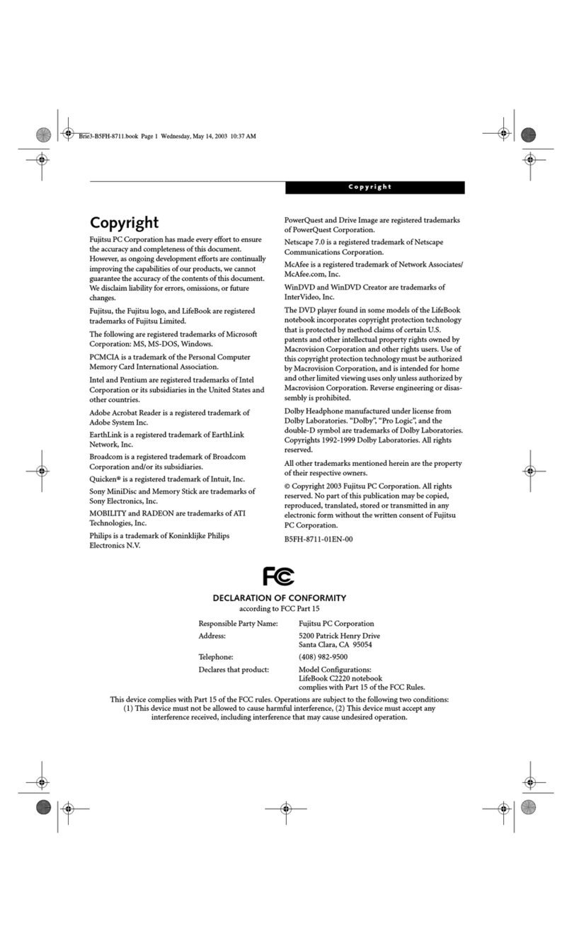 Fujitsu Lifebook C2220 User manual Fujitsu Lifebook C2220 User manual