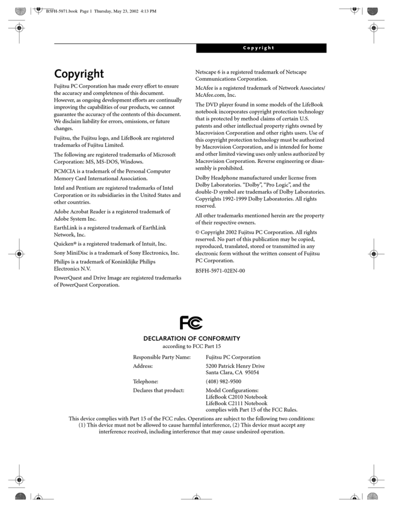 Fujitsu Lifebook C2010 user guide