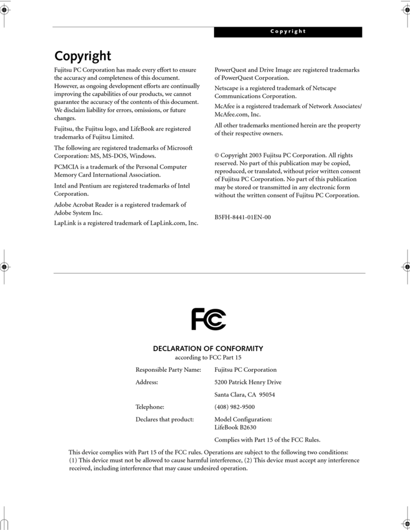 Fujitsu LifeBook B2630 user guide