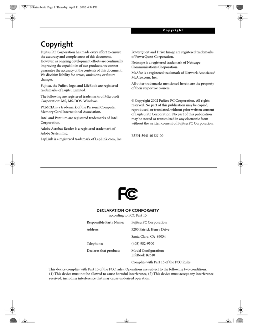 Fujitsu LifeBook B2610 user guide