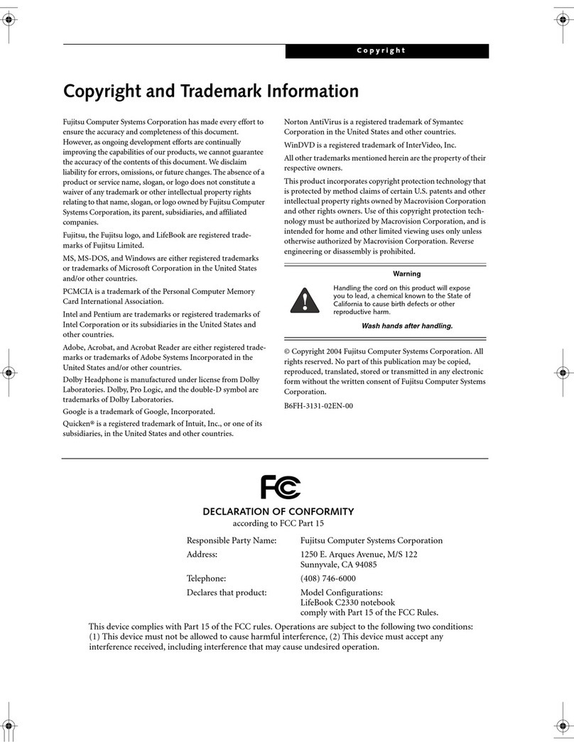 Fujitsu Lifebook C2330 User manual Fujitsu Lifebook C2330 User manual