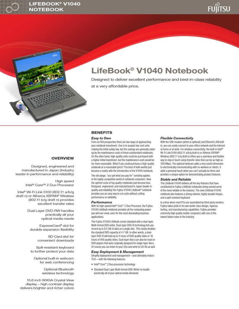 Fujitsu V1040 - LifeBook - Core 2 Duo 2.4 GHz Specifications