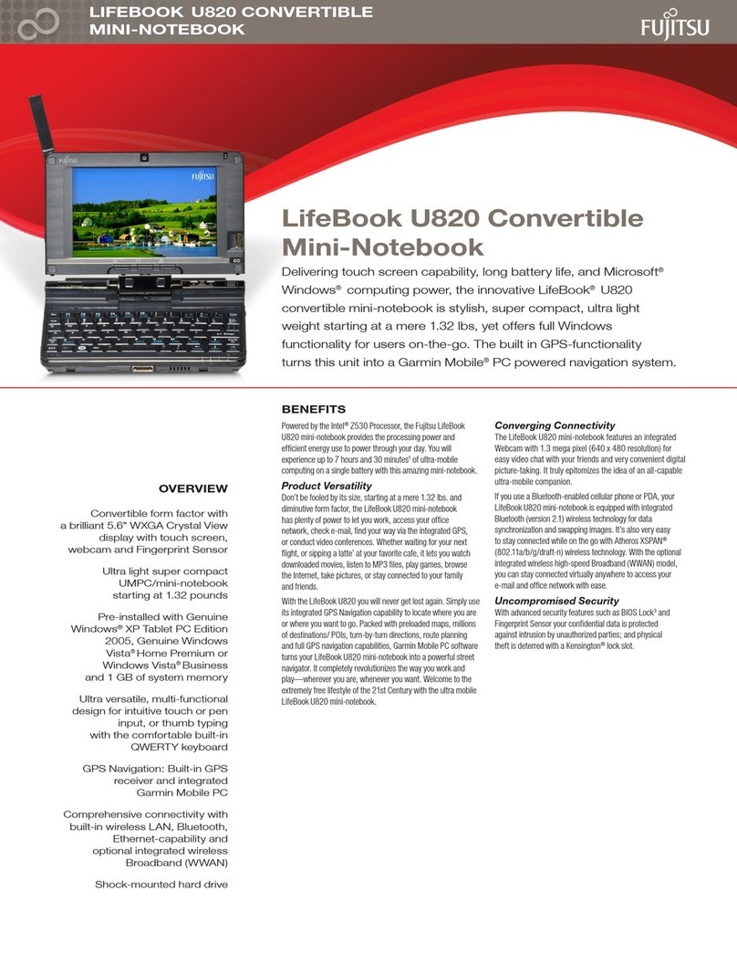 Fujitsu U820 - LifeBook Mini-Notebook - Atom 1.6 GHz User manual
