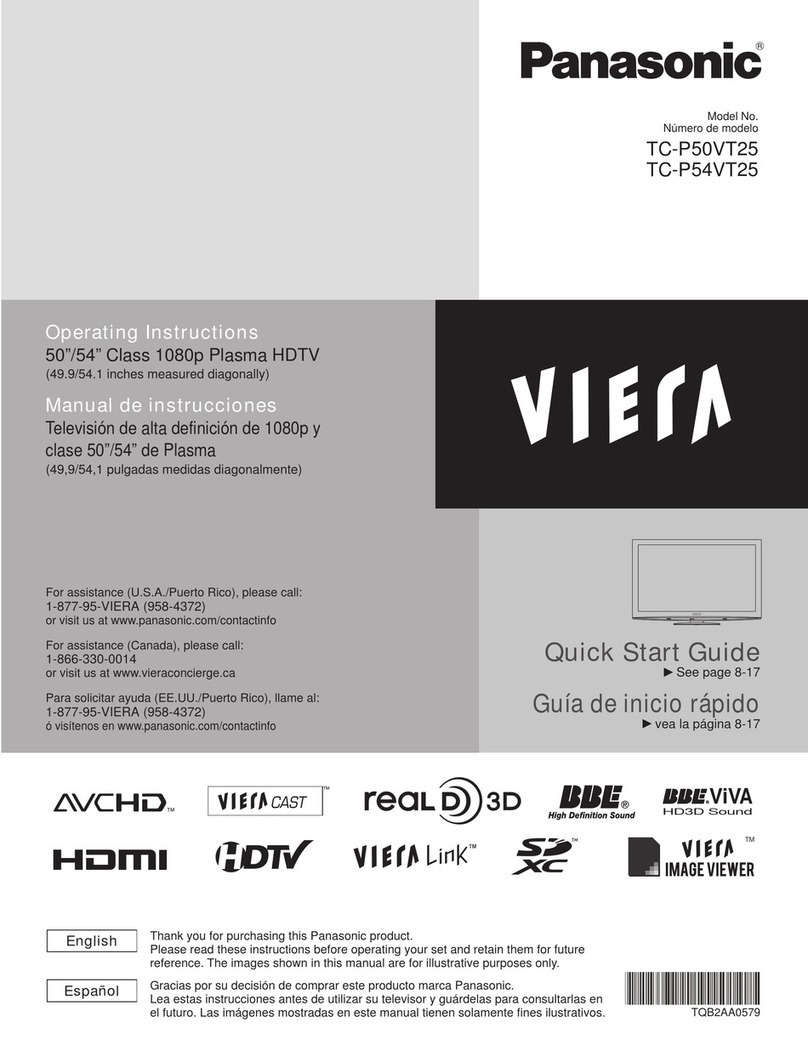 Panasonic TCP54VT25 - 54" PLASMA 3D TV User manual