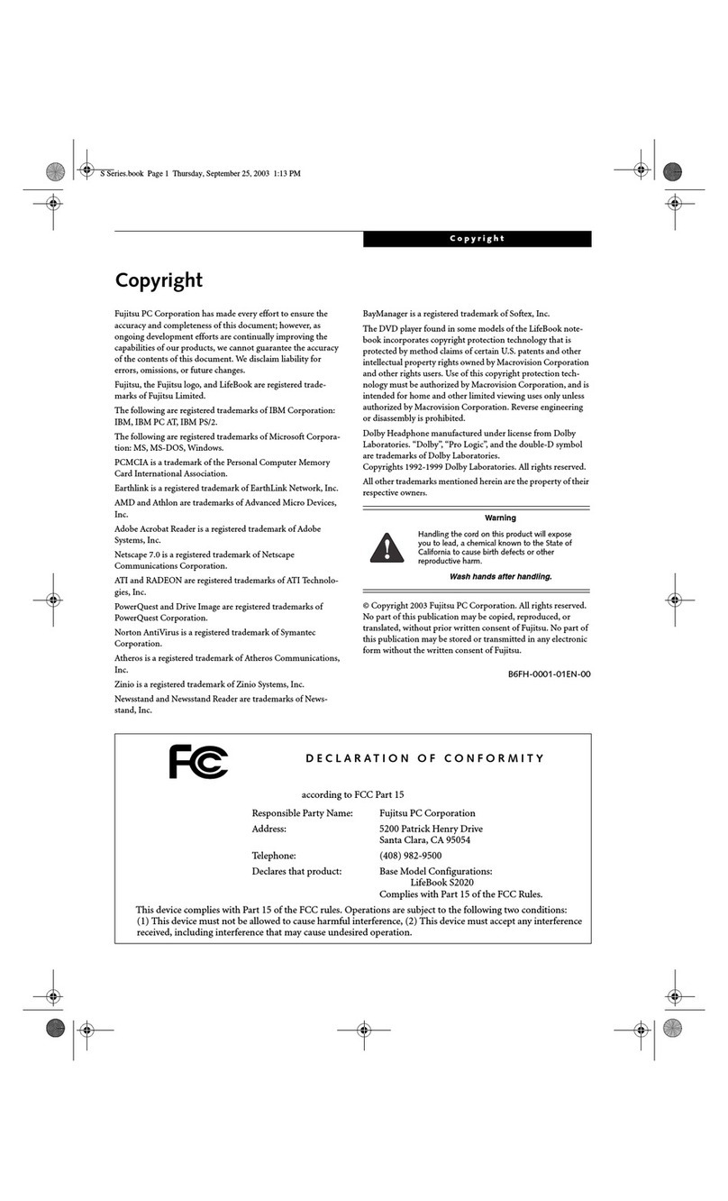 Fujitsu S2020 - LifeBook - Athlon XP-M 1.67 GHz User manual