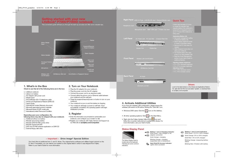Fujitsu Lifebook P7010 Getting started