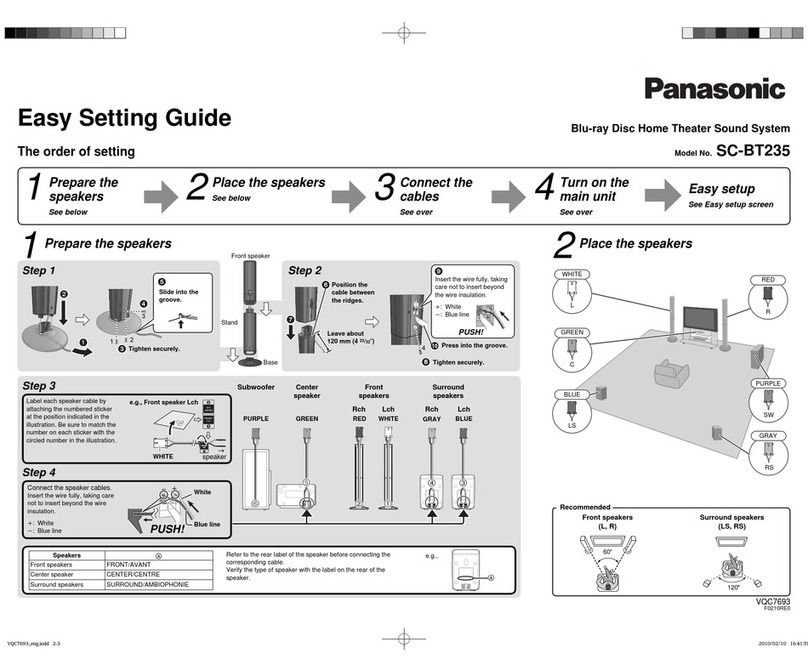 Panasonic SCBT235 - BLU RAY HOME THEATER SYSTEM User instructions
