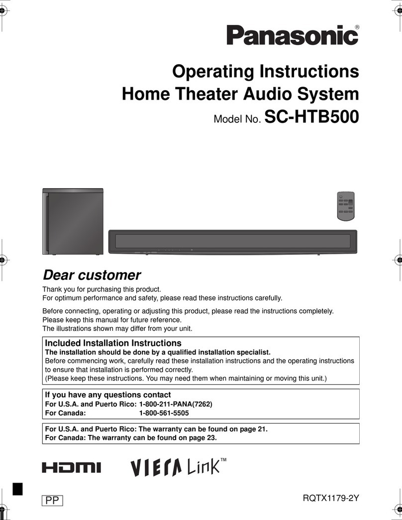 Panasonic SCHTB500 - HOME THEATER AUDIO SYSTEM operating instructions