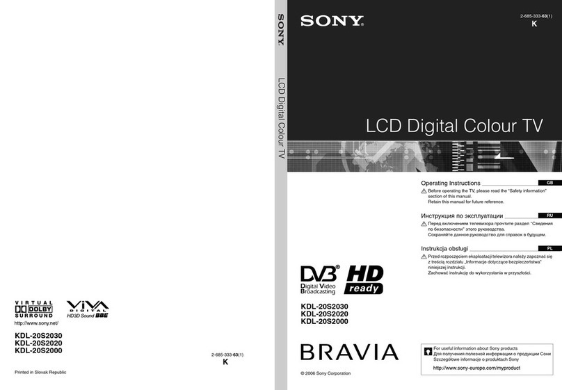 Sony Bravia KDL-20S2030 operating instructions