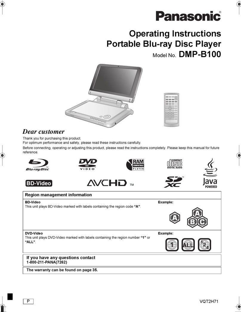 Panasonic DMPB100 - PORTABLE BLU-RAY DISC PLAYER User manual