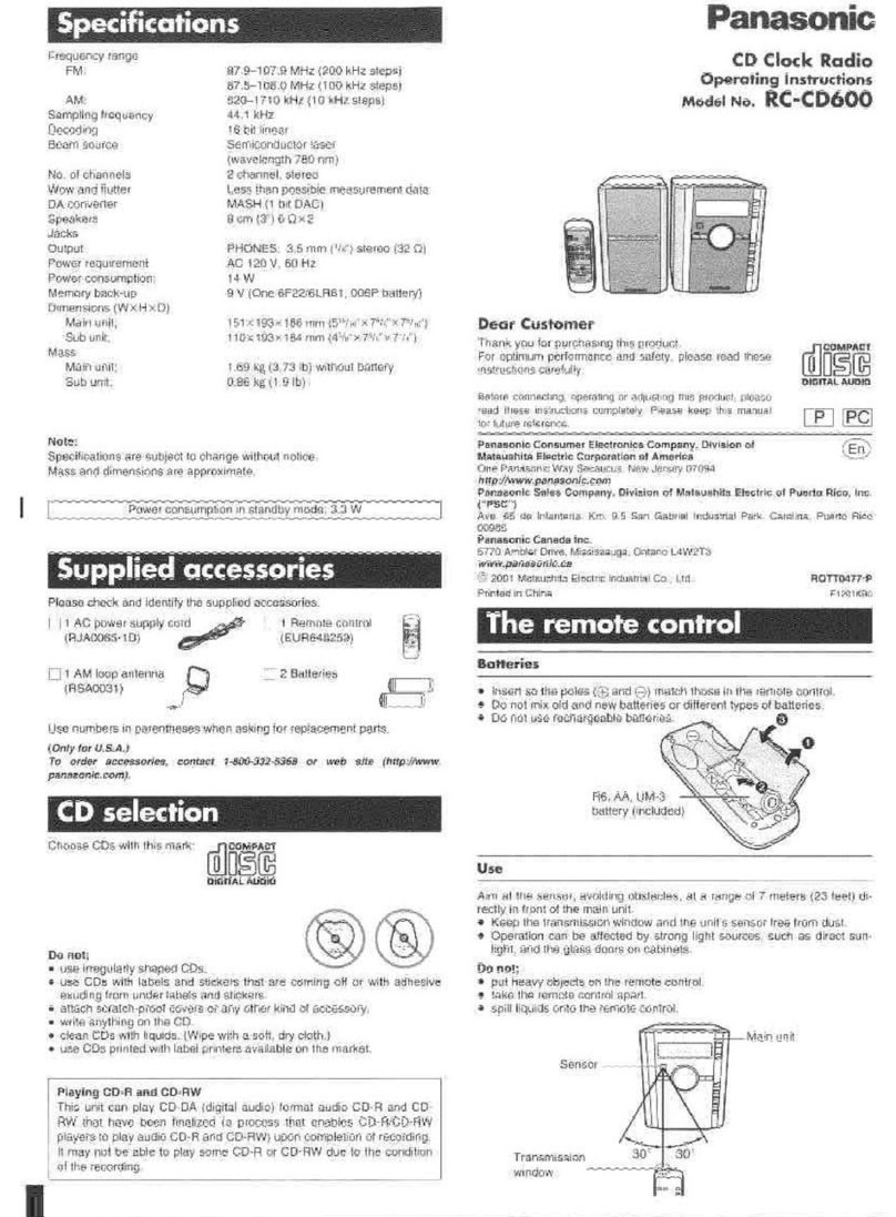 Panasonic RC-CD600 User manual