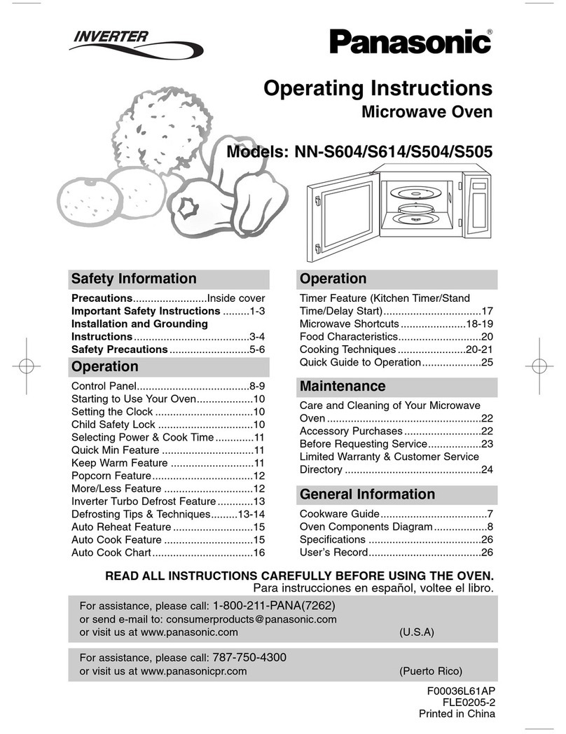 Panasonic NNS505WF - MICROWAVE - 1.1CUFT operating instructions