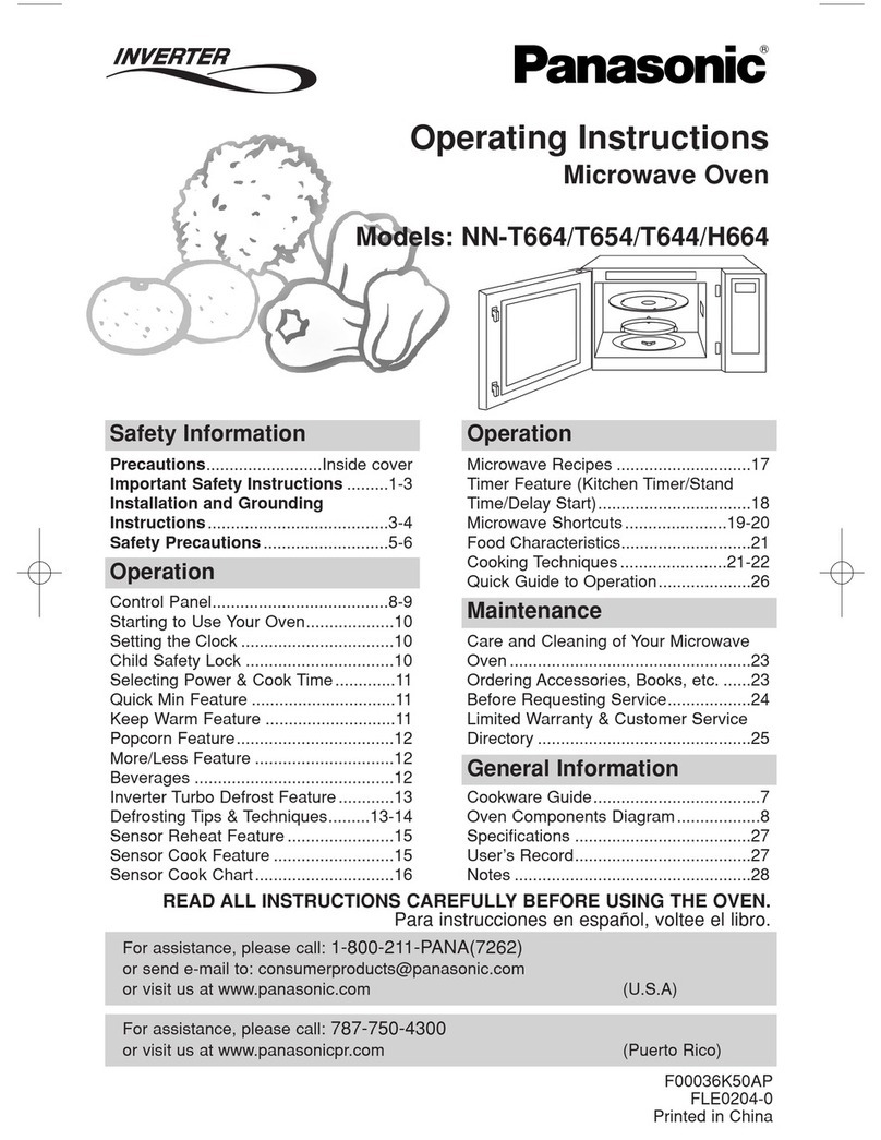 Panasonic NNH664MF - MICROWAVE -1.2 CUFT User manual