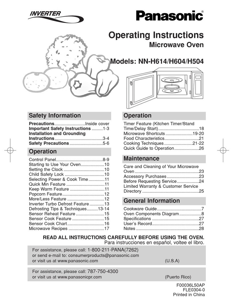 Panasonic NNH504WF - MICROWAVE -1.1 CUFT User manual
