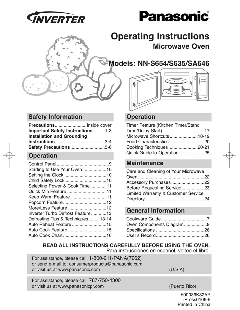Panasonic NNS635WF - MICROWAVE OVEN 1.2CUFT operating instructions