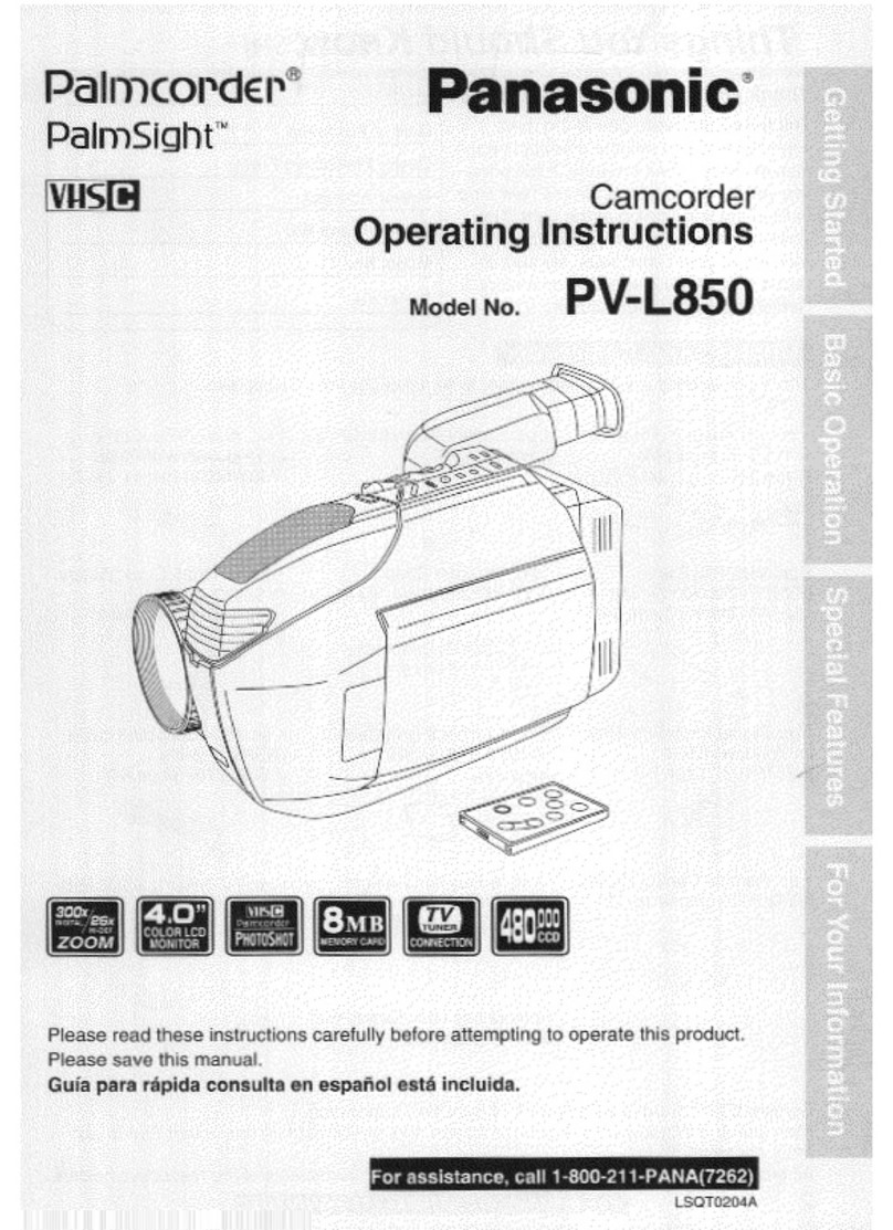 Panasonic PVL850 - VHS-C PALMCORDER User manual