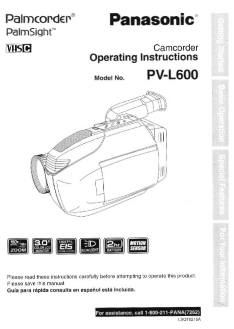 Panasonic Palmcorder Palmsight PV-L600 User manual