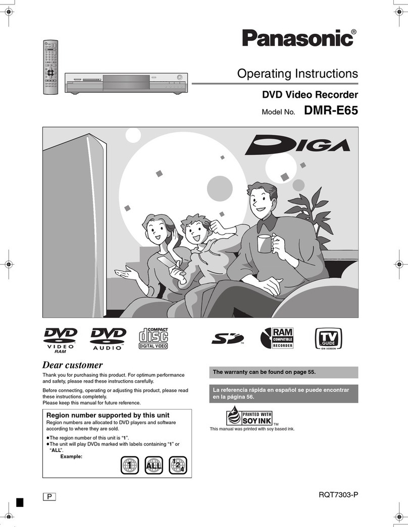 Panasonic DMR-E65S - DVD Recorder With SD Card Slot User manual