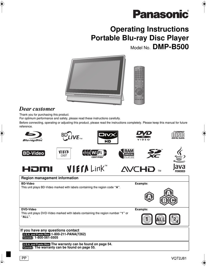 Panasonic DMPB500 - PORTABLE BLU-RAY DISC PLAYER User manual