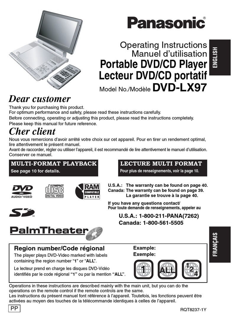 Panasonic DVDLX97 - PORTABLE DVD PLAYER User manual
