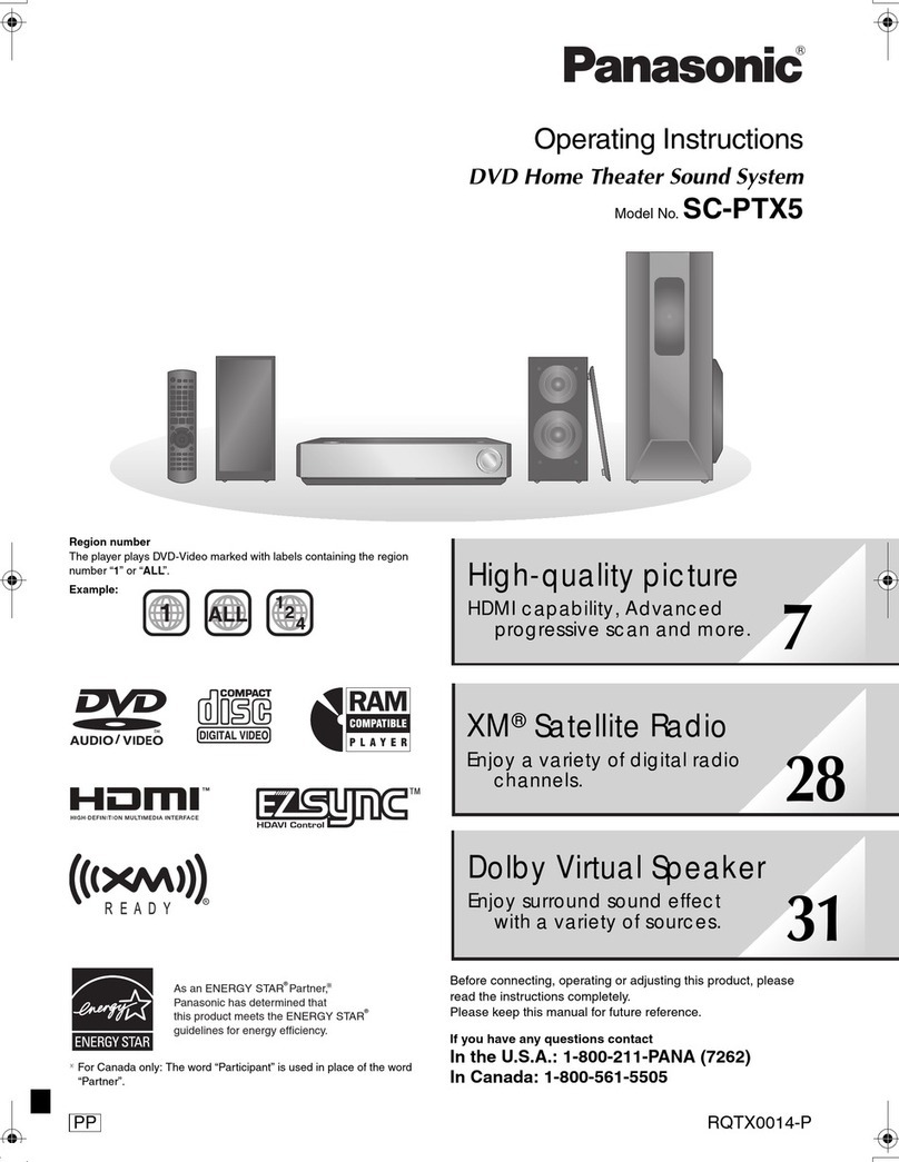 Panasonic SCPTX5 - DVD HOME THEATER SOUND SYSTEM operating instructions