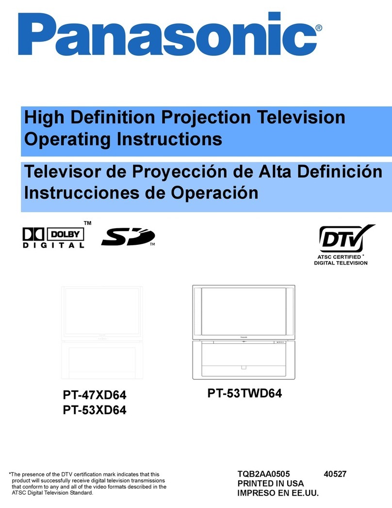 Panasonic PT53TWD64 - 53" PROJECTION TV operating instructions
