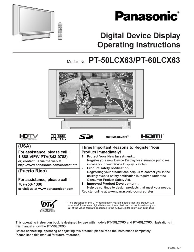 Panasonic PT-60LCX63 - 60" Rear Projection TV operating instructions