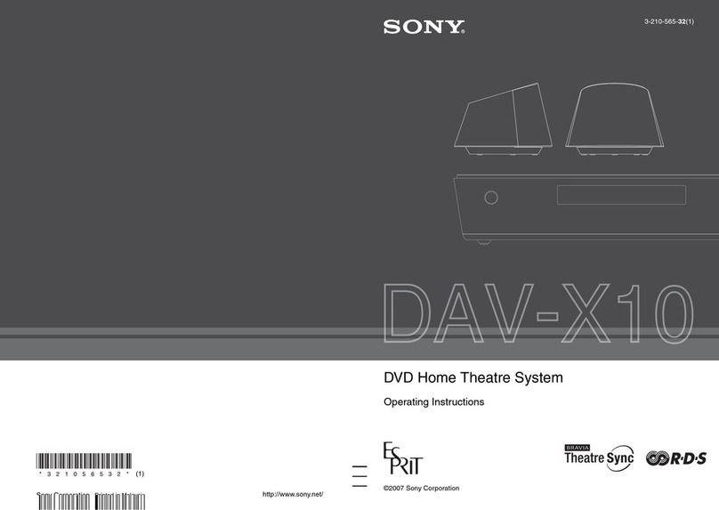 Sony DAV X10 - Bravia Theater Home System operating instructions