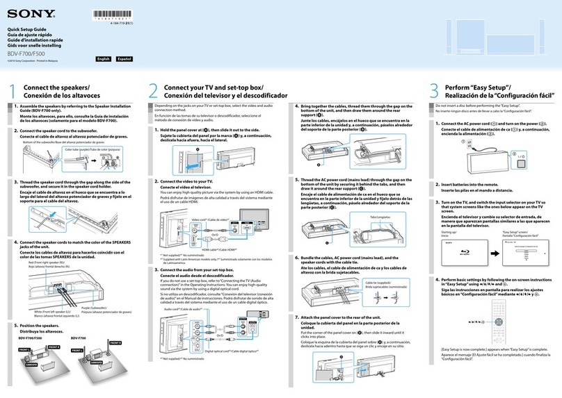 Sony BDV-F500 Quick setup guide