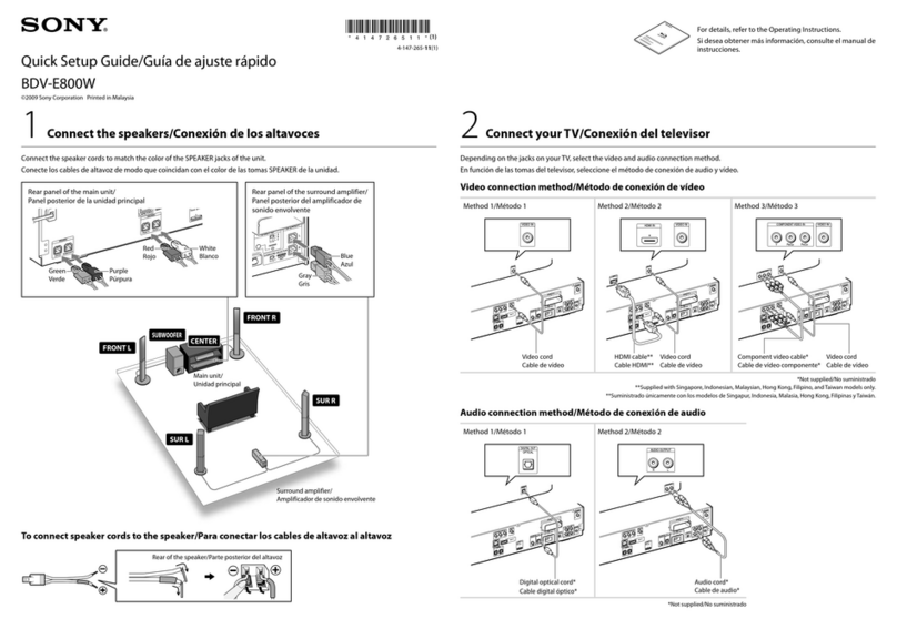 Sony BDV-E800W Quick setup guide