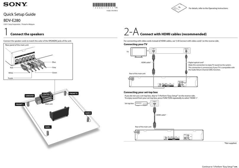 Sony BDV-E280 Quick setup guide