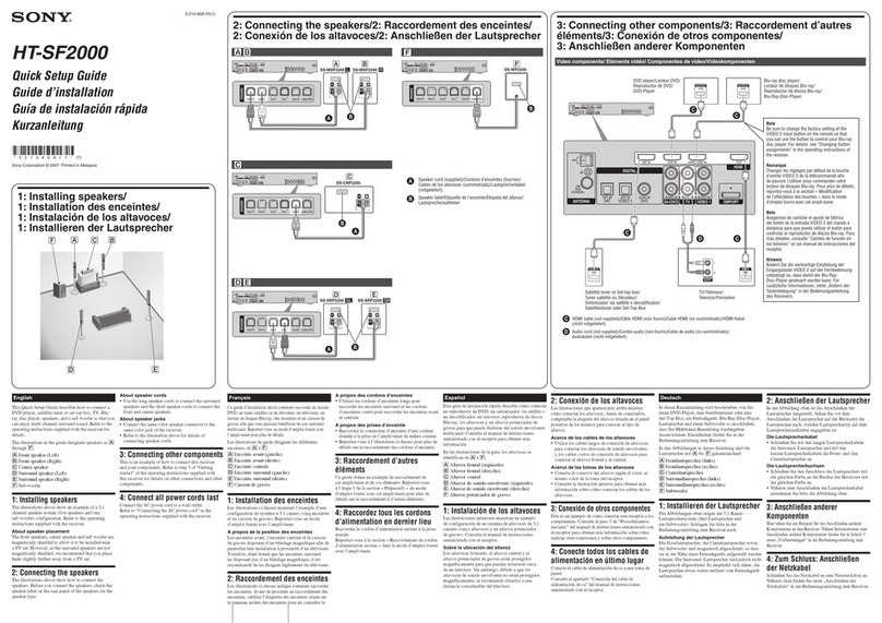 Sony HT-SF2000 Quick setup guide