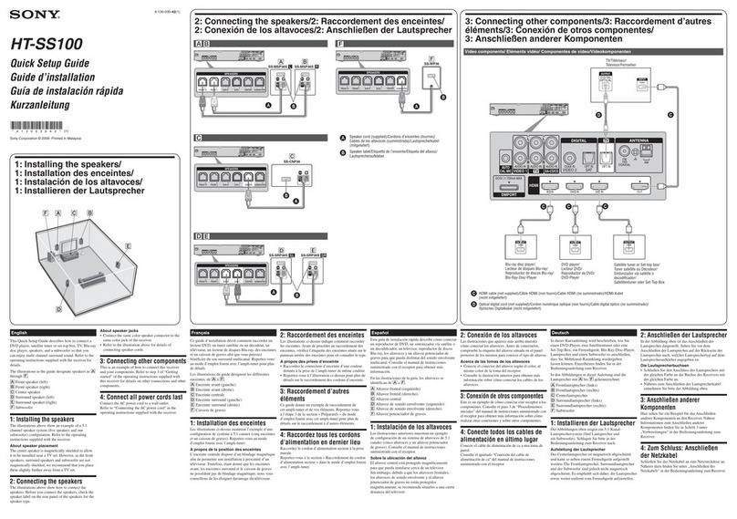 Sony HT-SS100 Quick setup guide