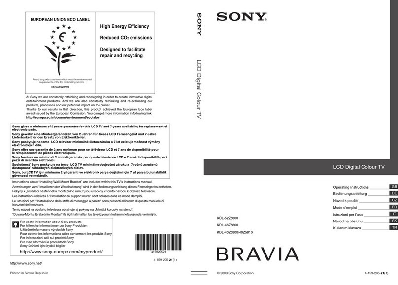 Sony Bravia KDL-40Z5800 User manual