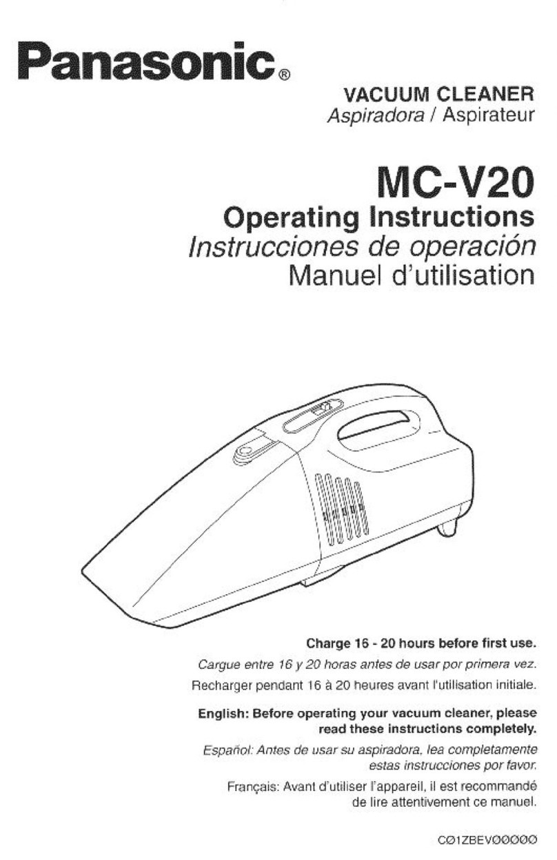 Panasonic MCV20 - HAND HELD VACUUM operating manual