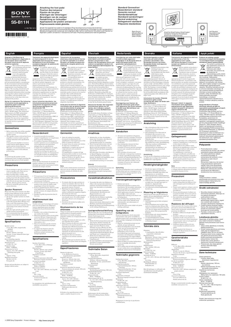 Sony SS-B11H instruction manual