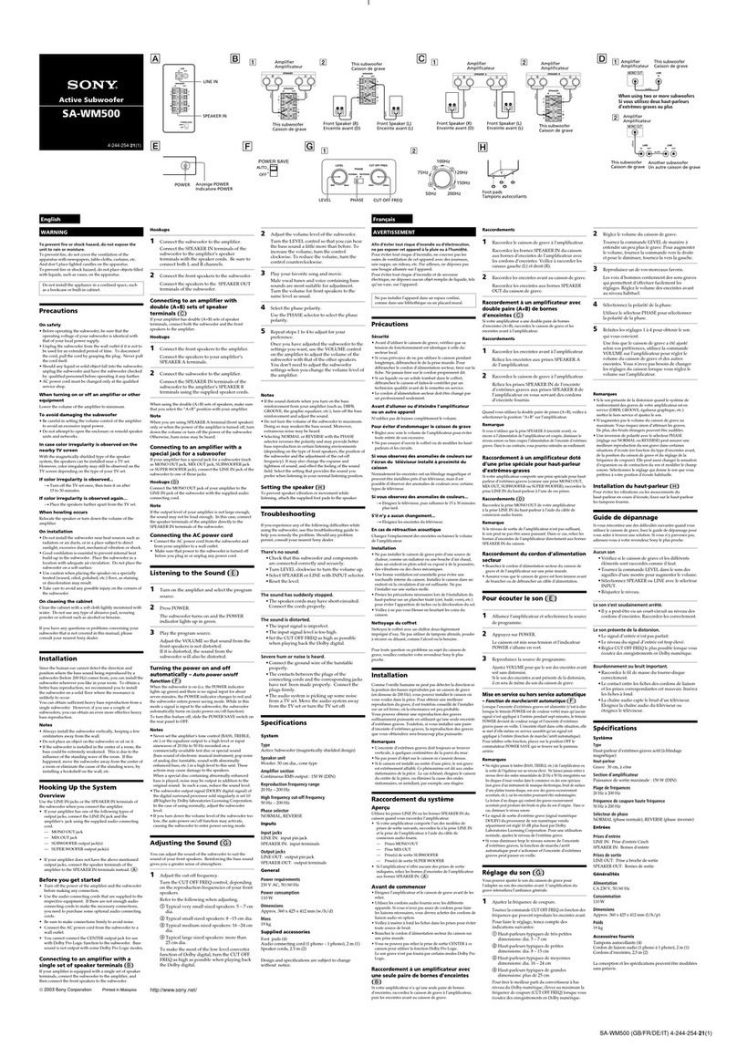 Sony SA-WM500 instruction manual