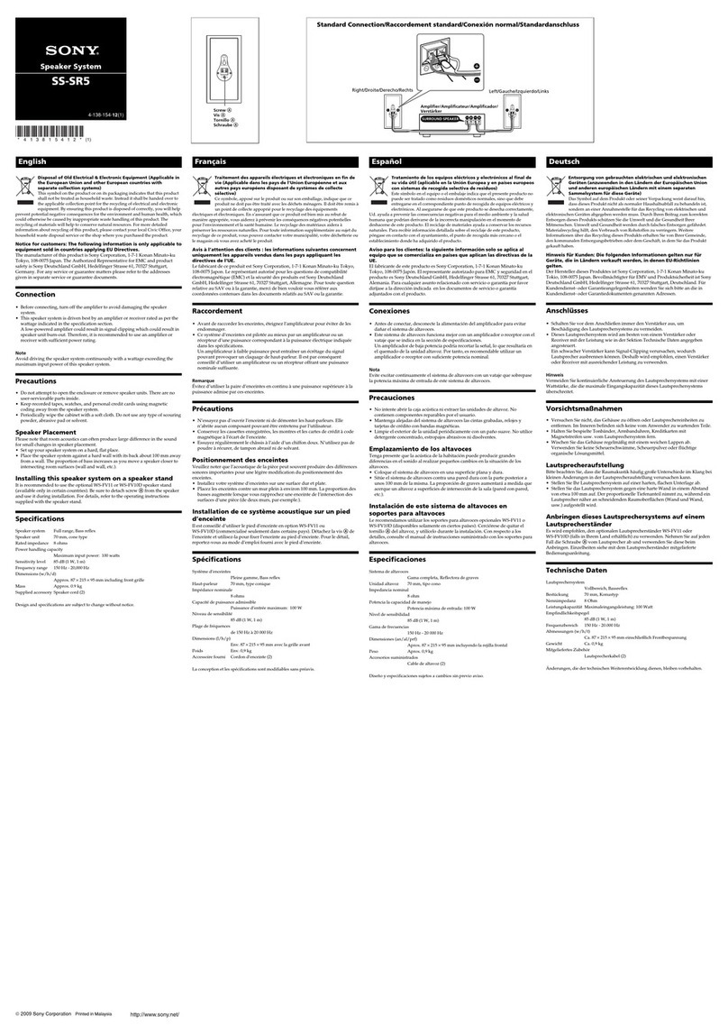 Sony SS-SR5 Instruction Manual Sony SS-SR5 Instruction Manual