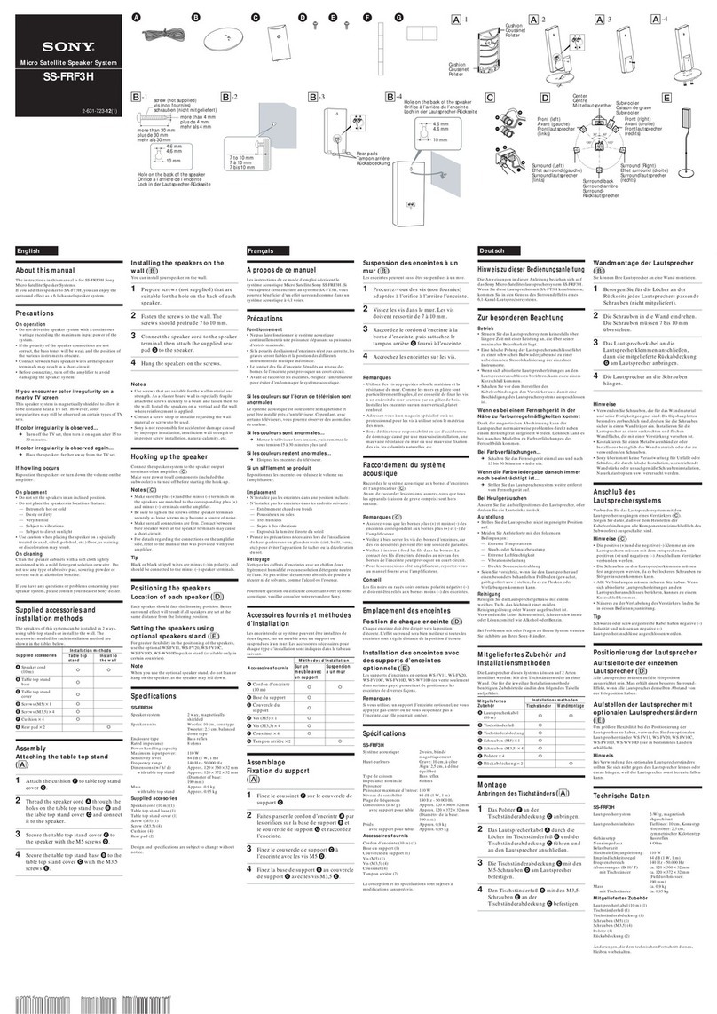 Sony SS-FRF3H instruction manual