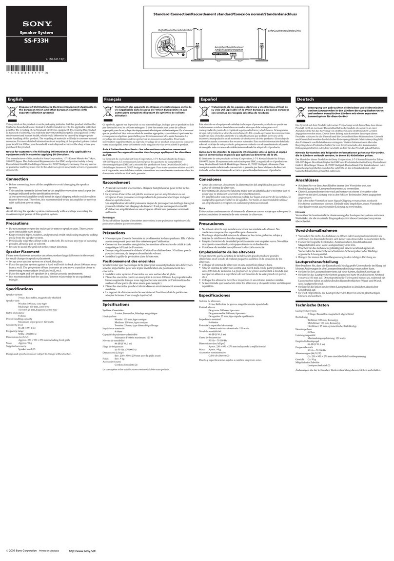 Sony SS-F33H User manual